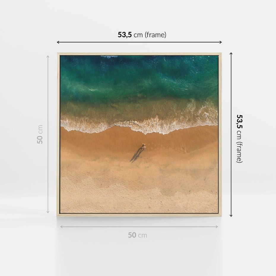 Obraz w ramie 50x50 - Oaza Relaksu - plaża, morze - rama drewno
