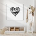 Obraz w ramie 50x50 - Drzewo Serca - czarne serce, tekstura jak kora drzewa - rama biała