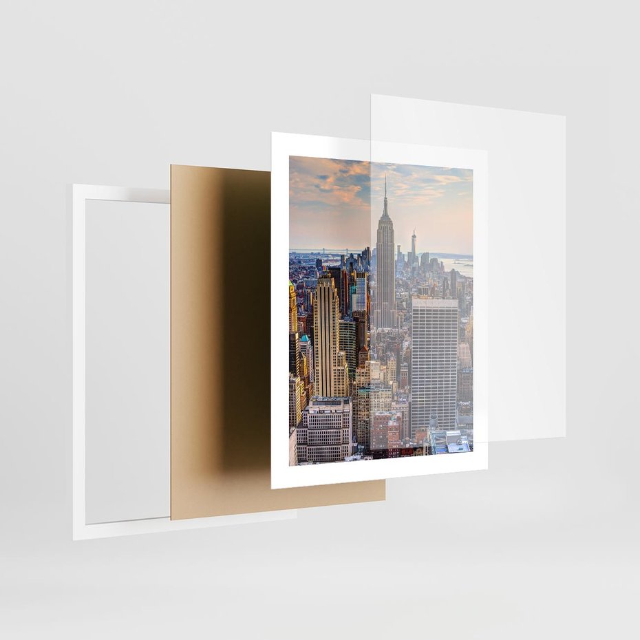 Plakat w ramie 40x50 - Manhattan - Wieżowce Nowego Jorku - Manhattan, Nowy Jork - rama biała