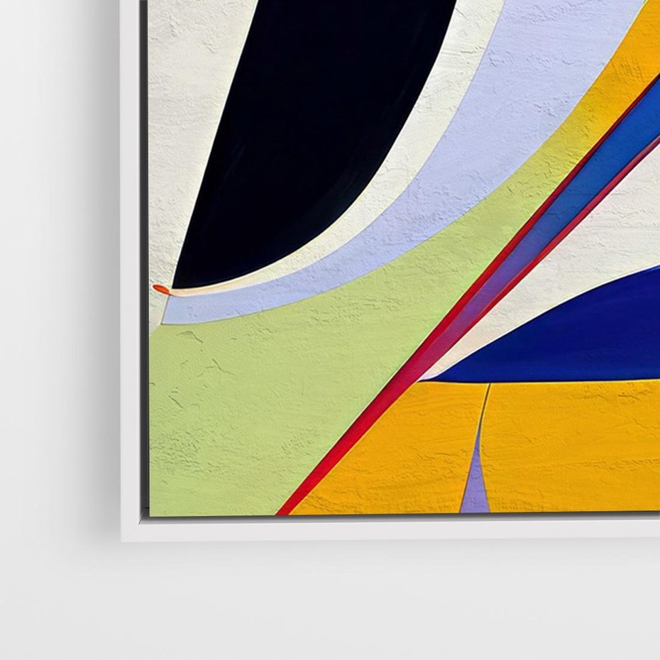 Obraz w ramie 120x80 - Kolorowe Przesunięcia Kształtów - abstrakcyjny obraz olejny, żywe kolory - rama biała