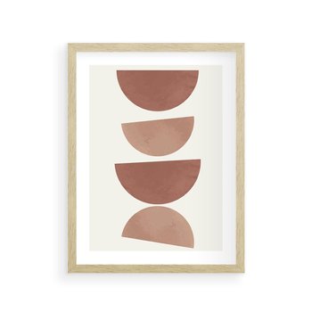Plakat w ramie 40x50 - Abstrakcyjne Widzenia - abstrakcyjne geometryczne kształty, odcienie brązu i beżu - rama drewno