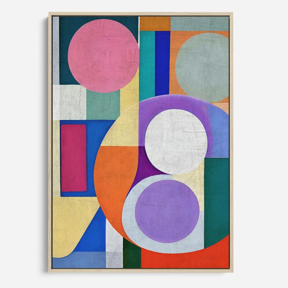 Obraz w ramie 70x100 - Migotliwe Impulsy Dźwięku - różne geometryczne formy, koła - rama drewno