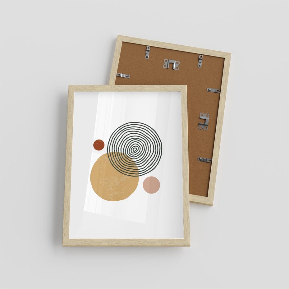 Plakat w ramie 30x40 - Wewnętrzne Formy - koła okręgi, abstrakcyjna nowoczesna sztuka - rama drewno