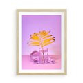 Plakat w ramie 50x70 - Minimalizm i Urok Natury - liście, pastele - rama drewno