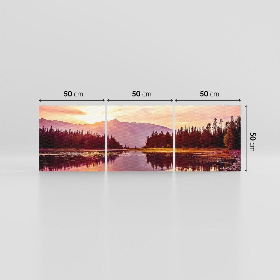 Obraz na płótnie 150x50 - Harmonia natury - góry, jezioro