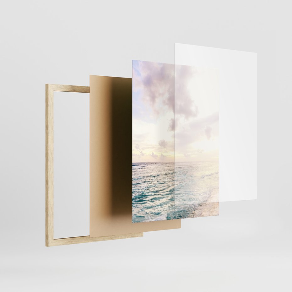 Zestaw obrazy w ramie 40x50 galeria - Cytat, podróż, rajska, plaża - rama drewno