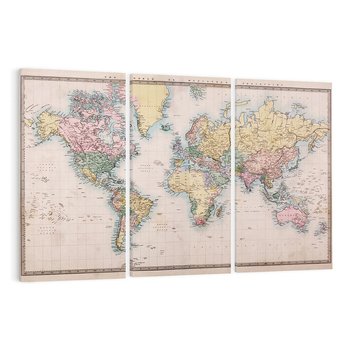 Obraz na płótnie 120x80 - Światło Przeszłości - retro mapa świata, mapa