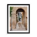 Plakat w ramie 50x70 - Klimatyczna Uliczka w Grecji - uliczka, Grecja - rama czarna