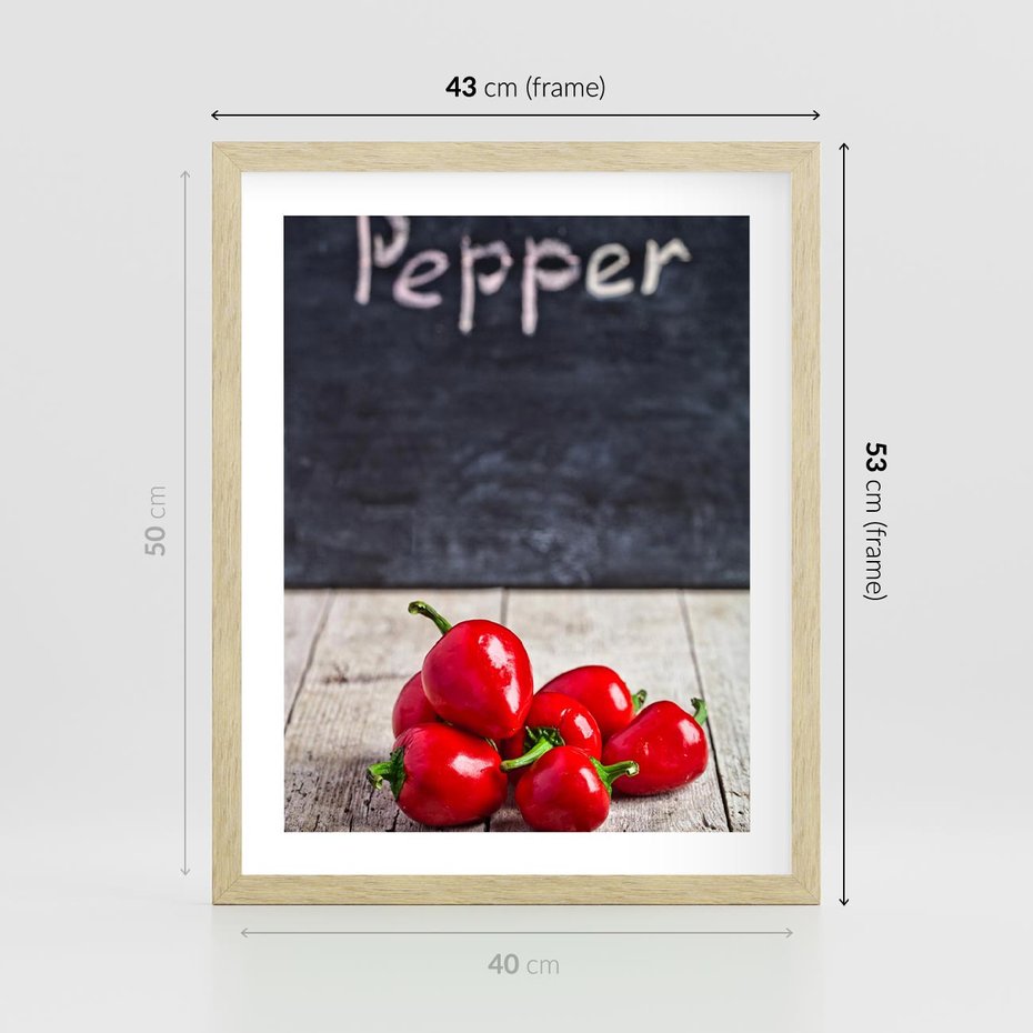 Plakat w ramie 40x50 - Eksploracja smaków - papryka, kuchnia - rama drewno
