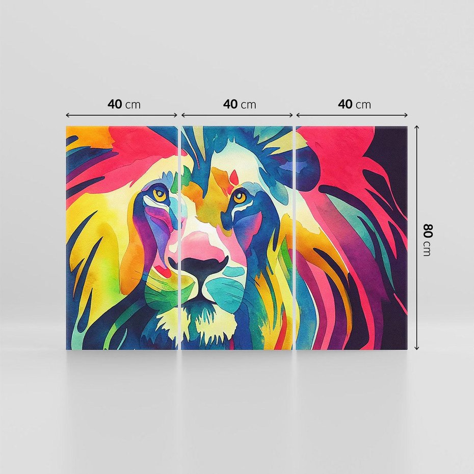 Obraz na płótnie 120x80 - Tęczowy Lew - akwarela, tęczowy lew