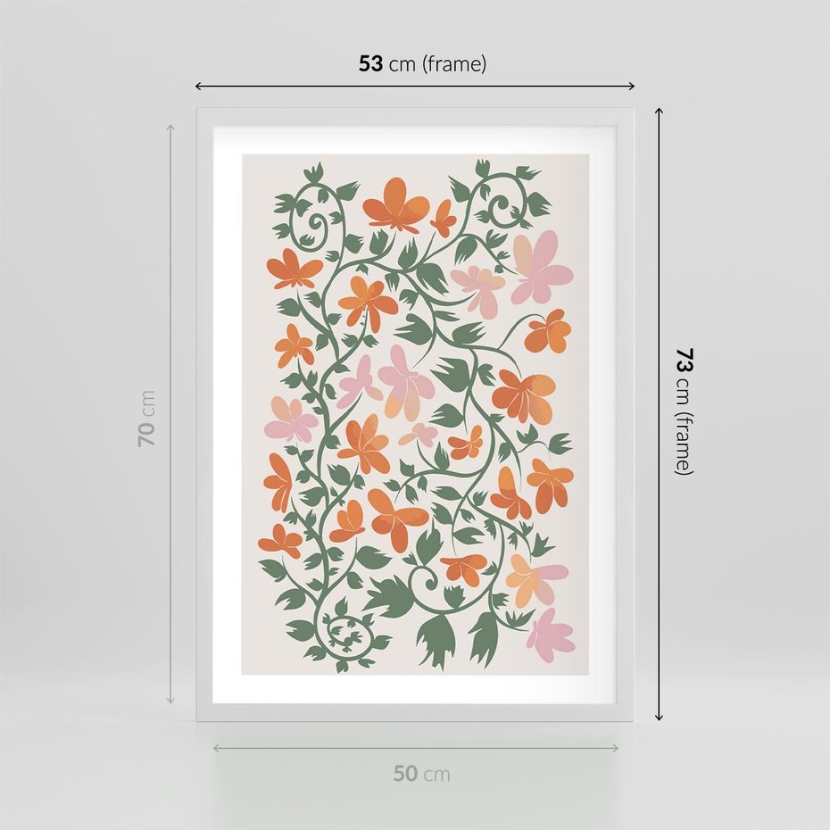 Plakat w ramie 50x70 - Kwiatowa Refleksja - kwiaty polne, plakat - rama biała