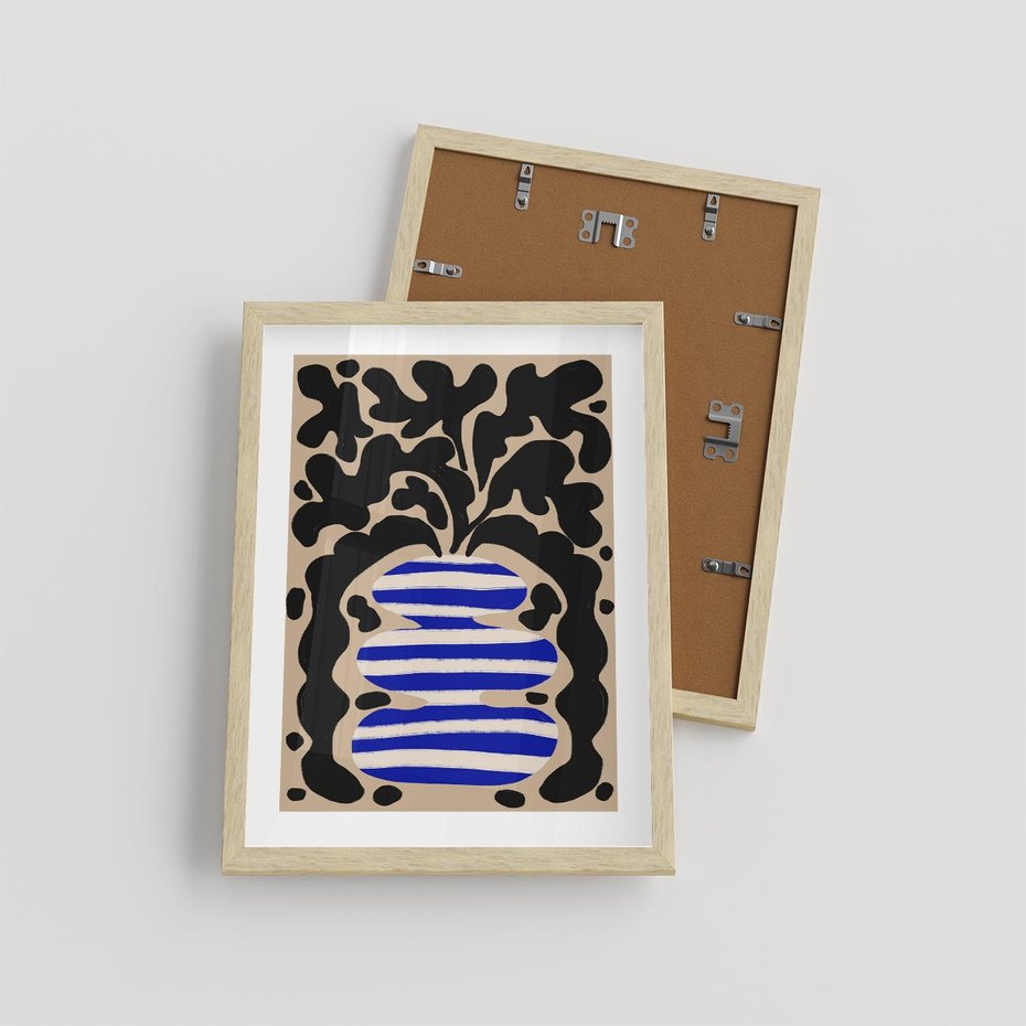 Plakat w ramie 30x40 - Boho Wizje - abstrakcyjny plakat, ciekawe formy - rama drewno