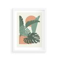 Plakat w ramie 30x40 - Abstrakcyjne Tropiki - liście, rośliny tropikalne w graficznym stylu - rama biała