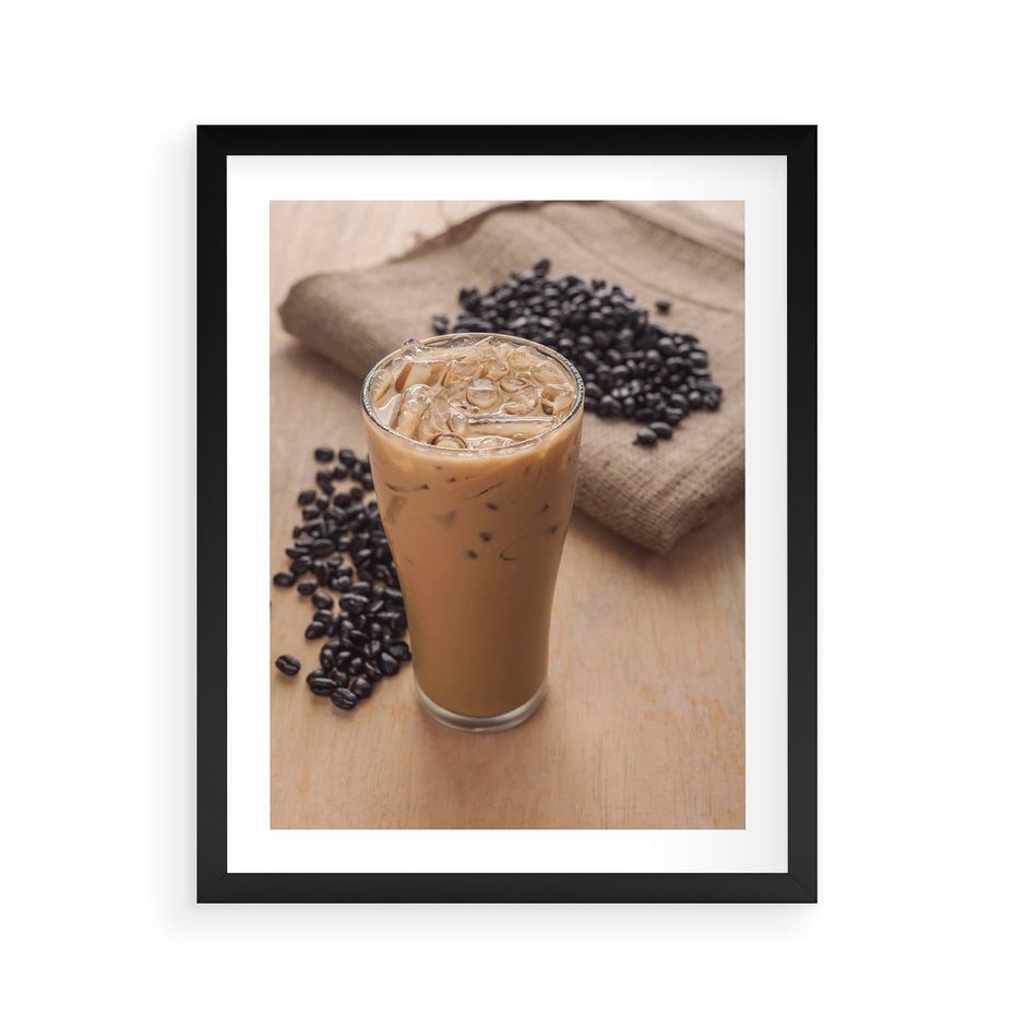 Plakat w ramie 40x50 - Kawa ice coffee: orzeźwiający napój - kawa, ice - rama czarna