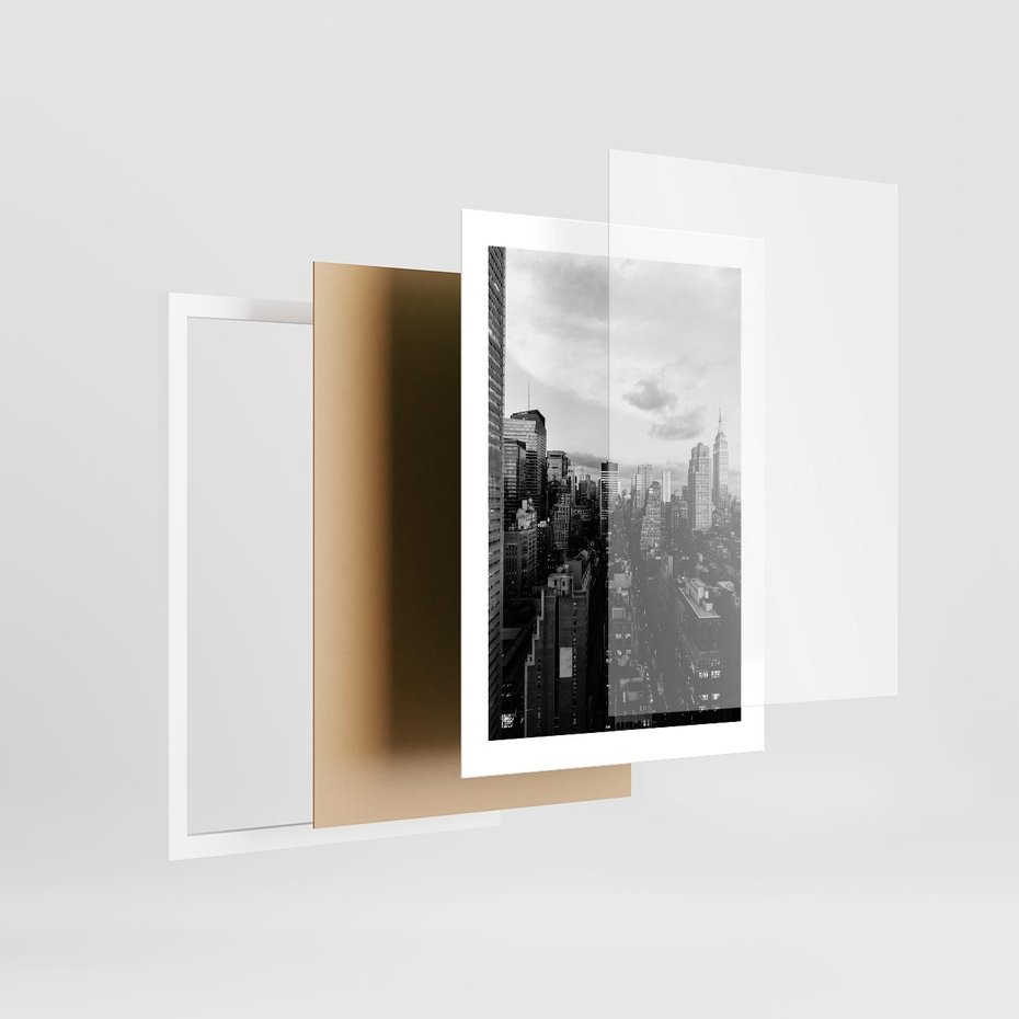 Plakat w ramie 30x40 - Wibracje Miejskiego Życia - miasto, wieżowce - rama biała