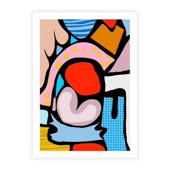 Plakat bez ramy 21x30 - Czarny Komiks - abstrakcyjne formy, komiksowy styl