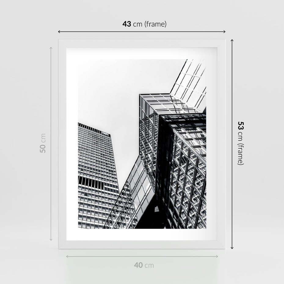 Plakat w ramie 40x50 - Fotografia Wieżowców - architektura, budynki - rama biała
