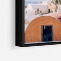 Obraz w ramie 50x50 - Błękit Morza i Białe Domki - Santorini, wyspa - rama czarna