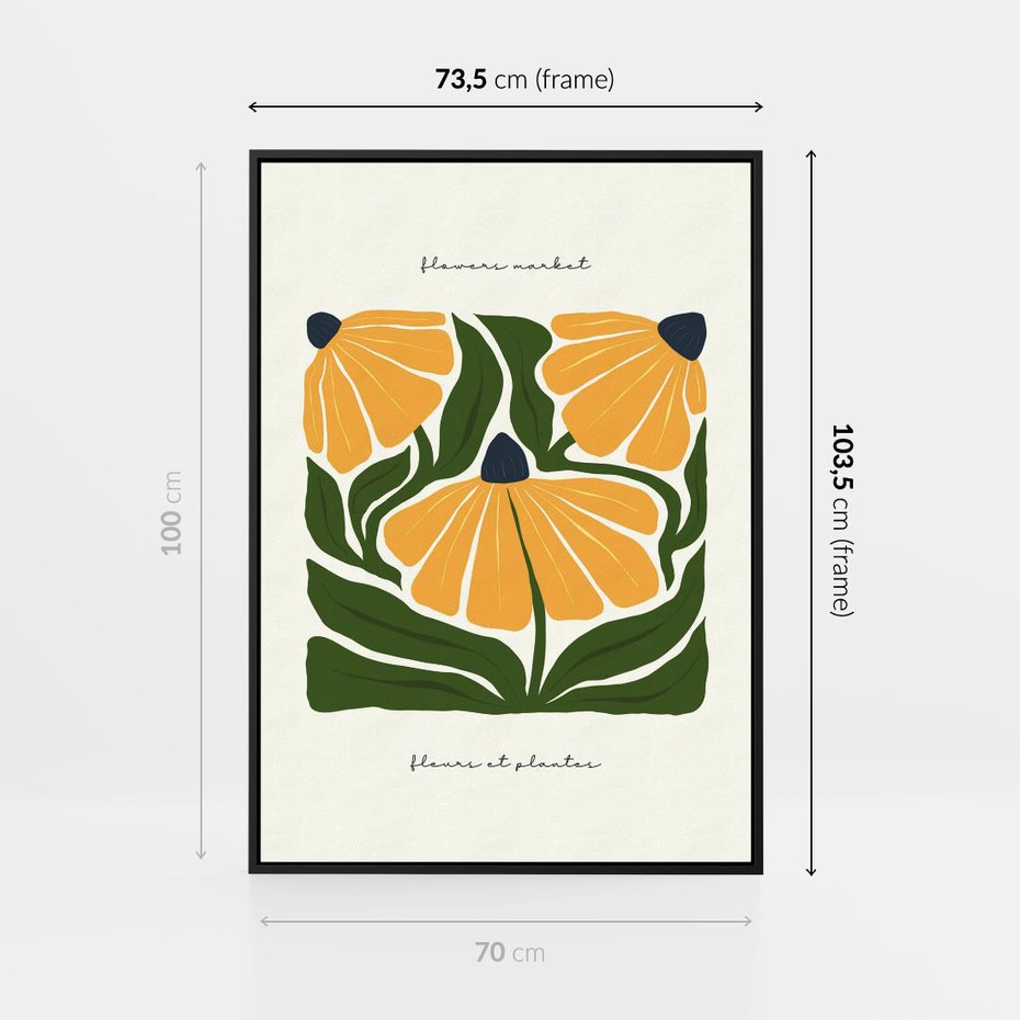 Obraz w ramie 70x100 - Kreatywne Wibracje - sztuka nowoczesna, kolorowe kwiaty - rama czarna