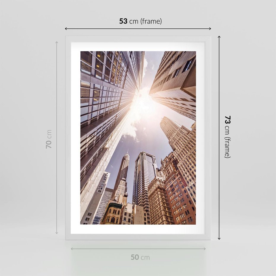 Plakat w ramie 50x70 - Oczami artysty - miasto, perspektywa - rama biała