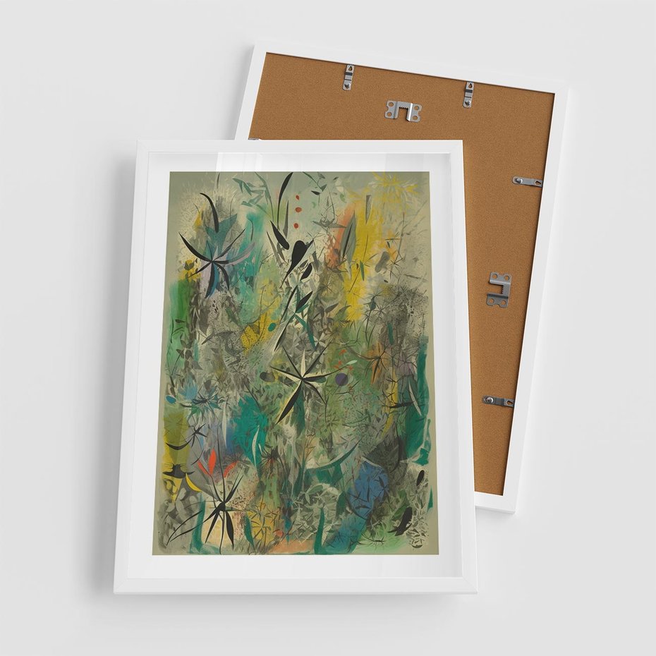 Plakat w ramie 50x70 - Tajemnicze Konstrukcje Form - abstrakcyjny obraz, mnogość kolorów - rama biała