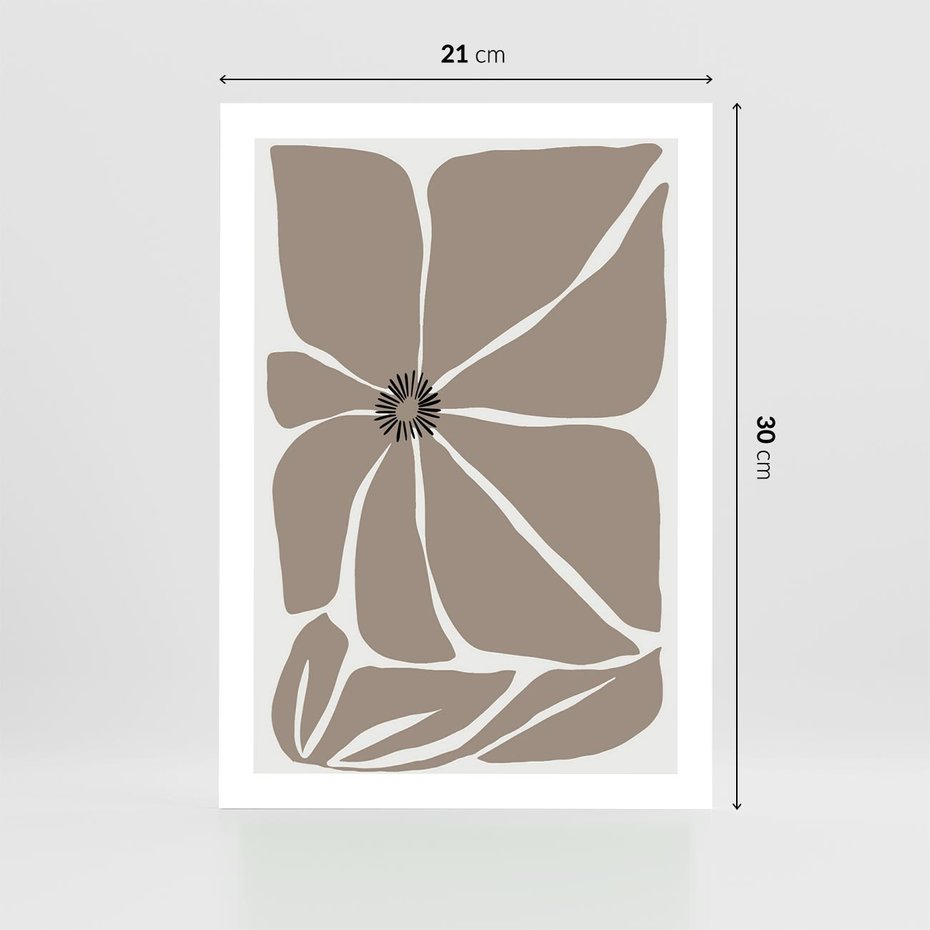 Plakat bez ramy 21x30 - Złudne Zmysły - abstrakcyjny kwiat, beże i brązy