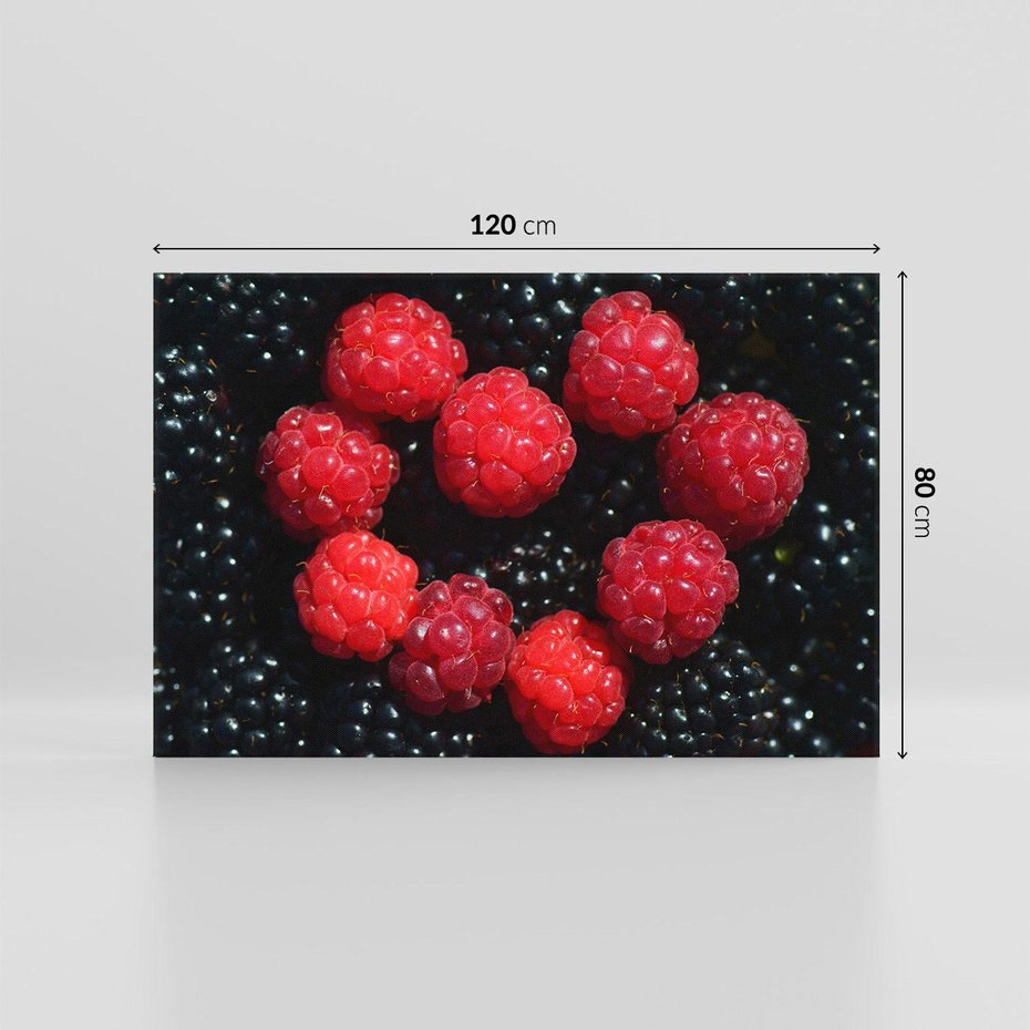 Obraz na płótnie 120x80 - Maliny Soczysta Eksplozja - maliny, owoce