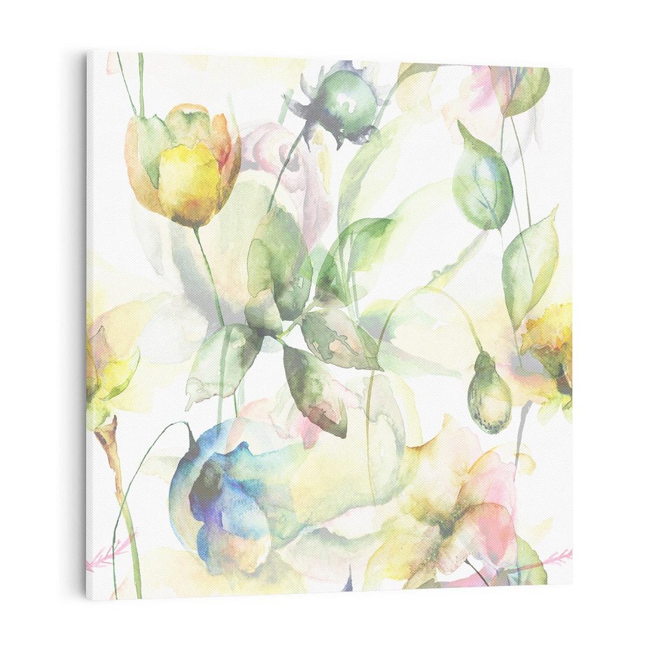 Obraz na płótnie 70x70 - Delikatne Kolory - akwarelowe, kwiaty