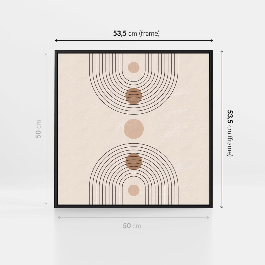 Obraz w ramie 50x50 - Zgeometryzowane Wizje - boho plakat, minimalizm - rama czarna