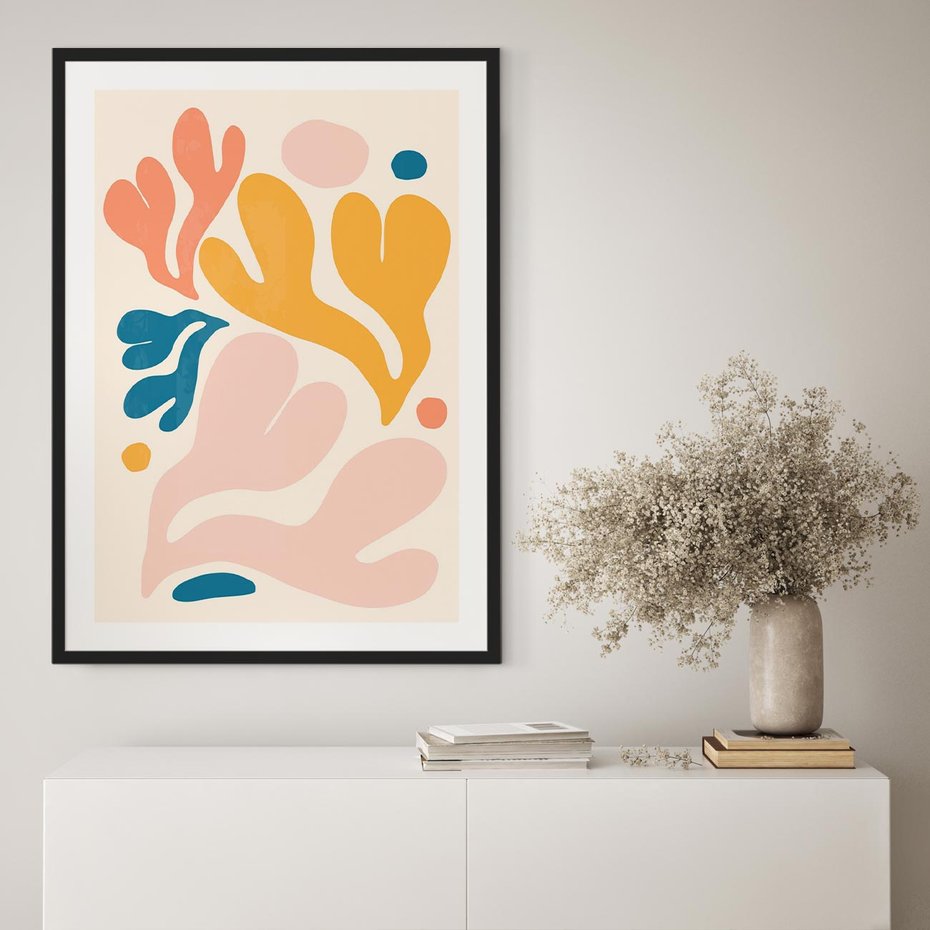 Plakat w ramie 50x70 - Granice Inspiracji - abstrakcyjne dziwne formy, nowoczesny plakat - rama czarna