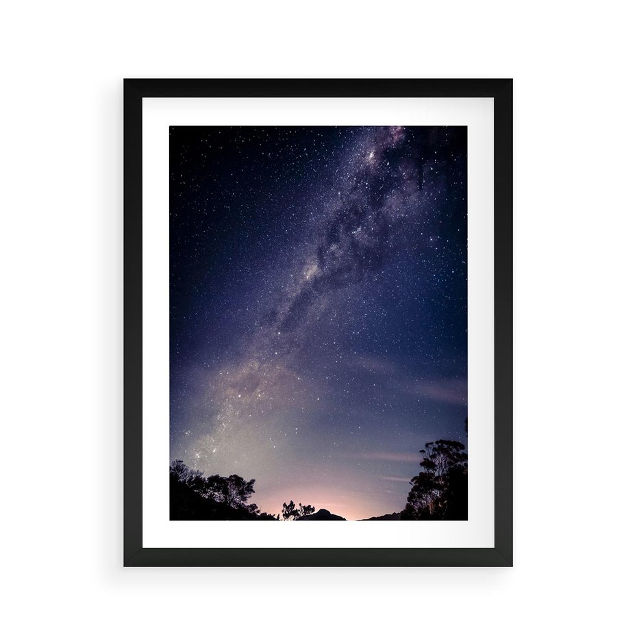 Plakat w ramie 40x50 - Gwiaździste Ujęcie - gwiaździste niebo, noc - rama czarna