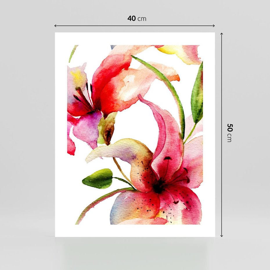 Plakat bez ramy 40x50 - Kwiaty w akwareli - delikatne piękno - kwiaty, akwarela