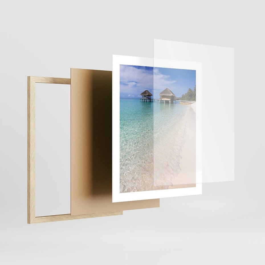 Plakat w ramie 40x50 - Rajski klimat plaży tropikalnej - plaża, tropiki - rama drewno