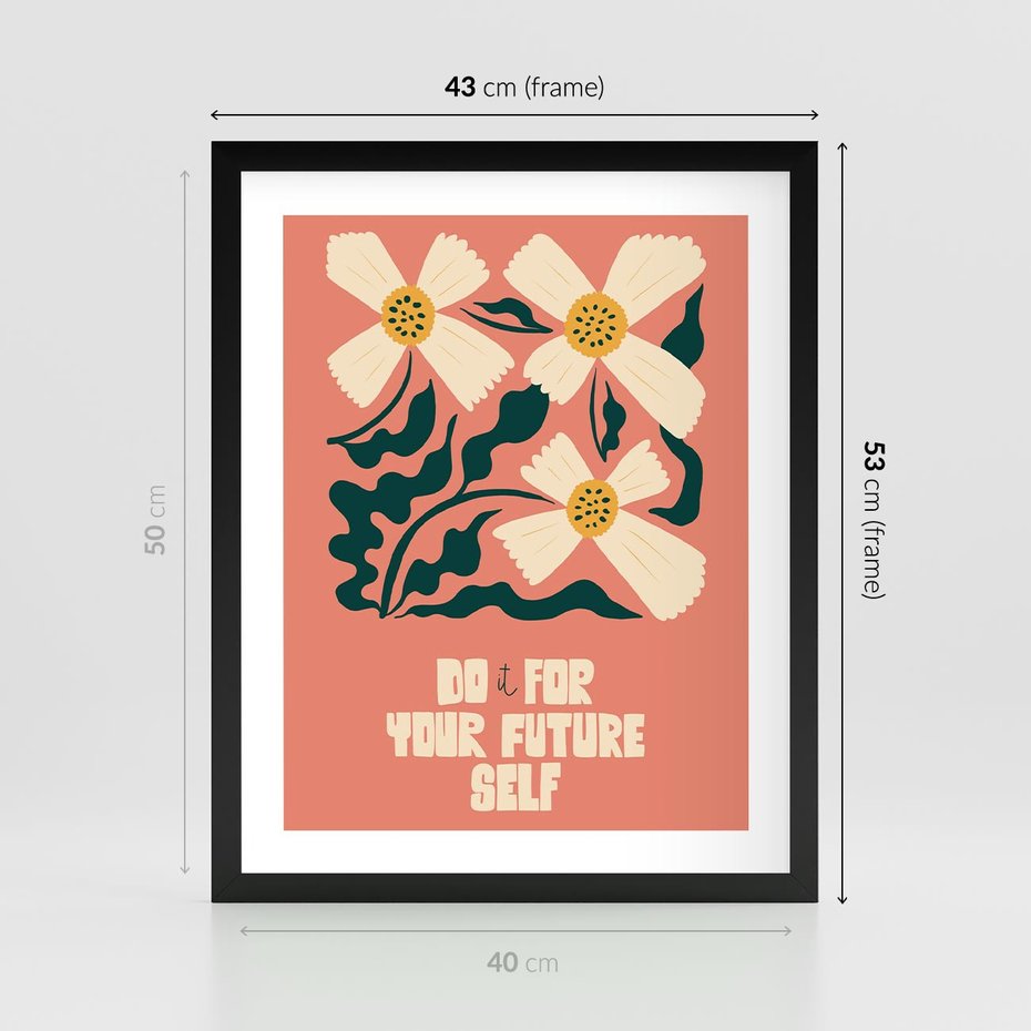 Plakat w ramie 40x50 - Mgliste Refleksje - nowoczesny plakat, różowe tło - rama czarna