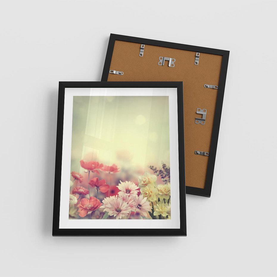 Plakat w ramie 40x50 - Delikatne kwiaty pastelowe - kwiaty, pastelowe - rama czarna