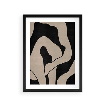 Plakat w ramie 30x40 - Nocne Pochłonięcia - abstrakcyjne linie, mroczny plakat - rama czarna