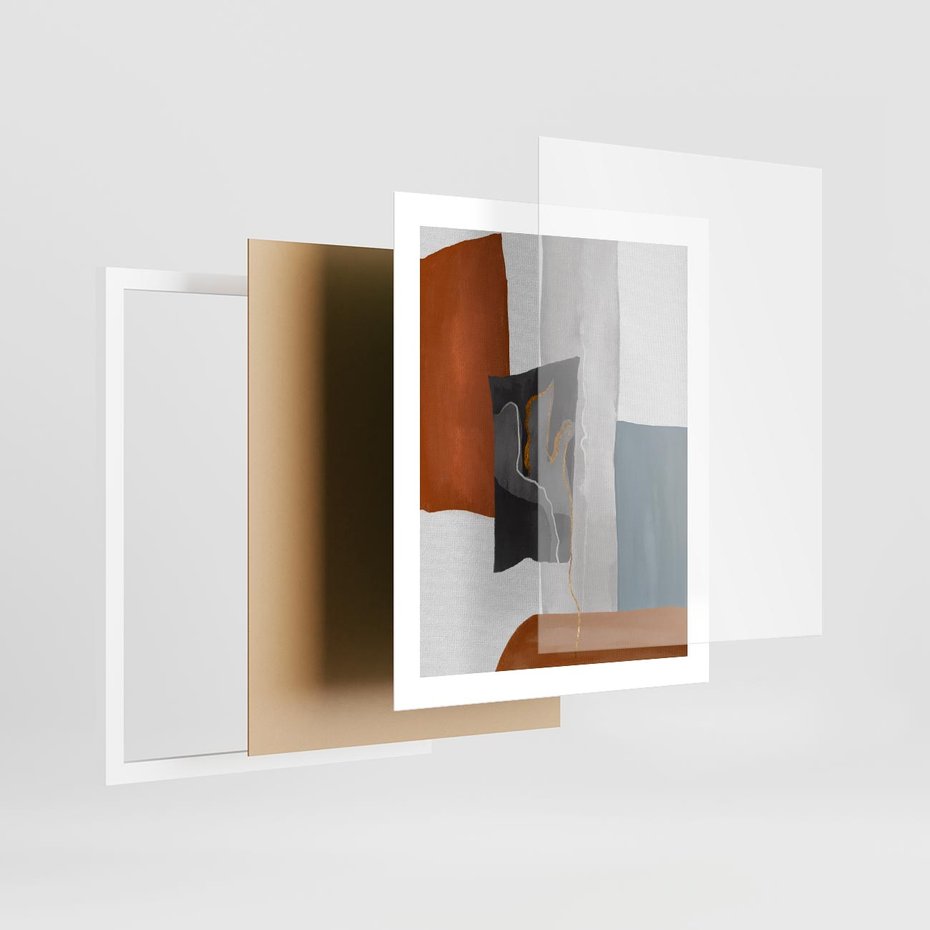 Plakat w ramie 40x50 - Nowoczesna geometria - nowoczesny, geometryczny - rama biała