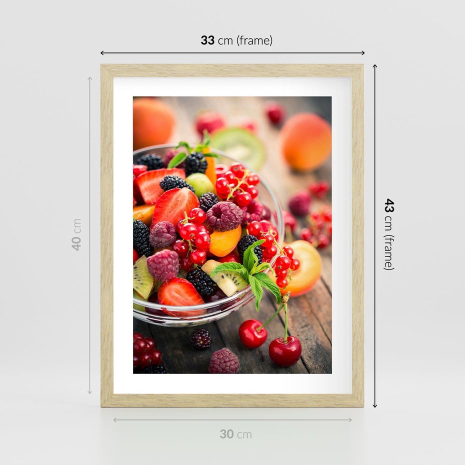Plakat w ramie 30x40 - Smakowite Porywy - owoce, jedzenie - rama drewno