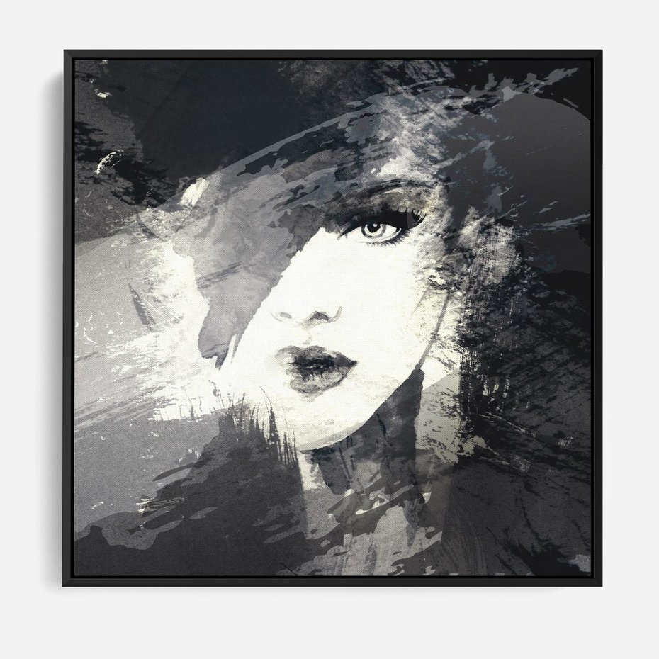 Obraz w ramie 50x50 - Abstrakcyjna wizja kobiety - abstrakcja, kobieta - rama czarna