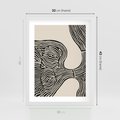 Plakat w ramie 30x40 - Harmonijne Kształty - abstrakcyjne ryciny, czarno biały - rama biała