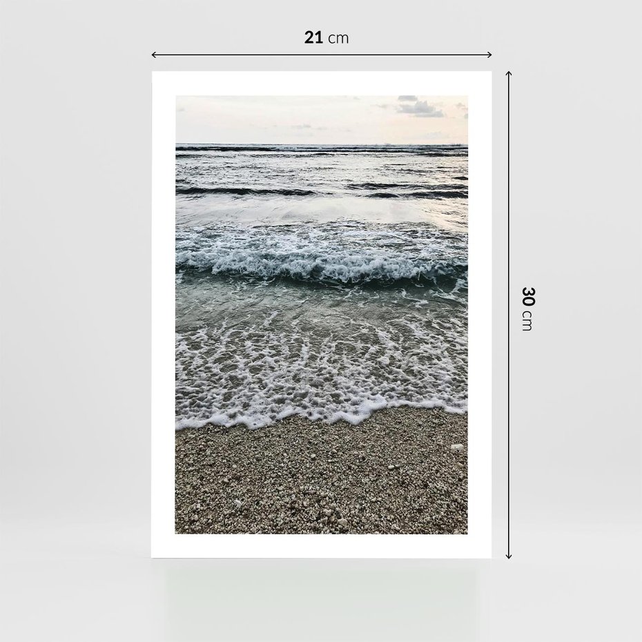 Plakat bez ramy 21x30 - Spokojna Plaża - plaża, żwirek