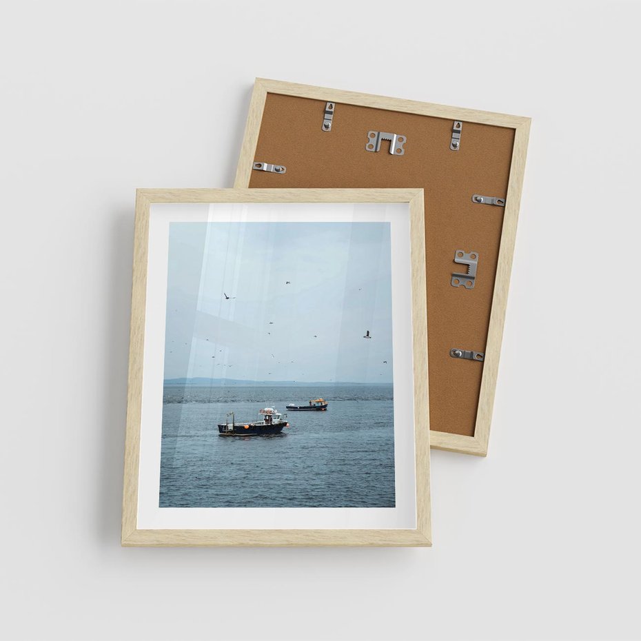 Plakat w ramie 40x50 - Rybacki Urok - morze, kutry rybackie - rama drewno