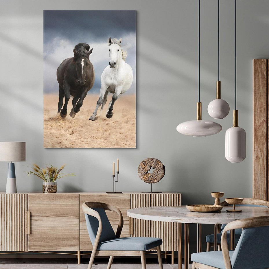 Obraz na płótnie 70x100 - Siła koni w galopie - konie, galop