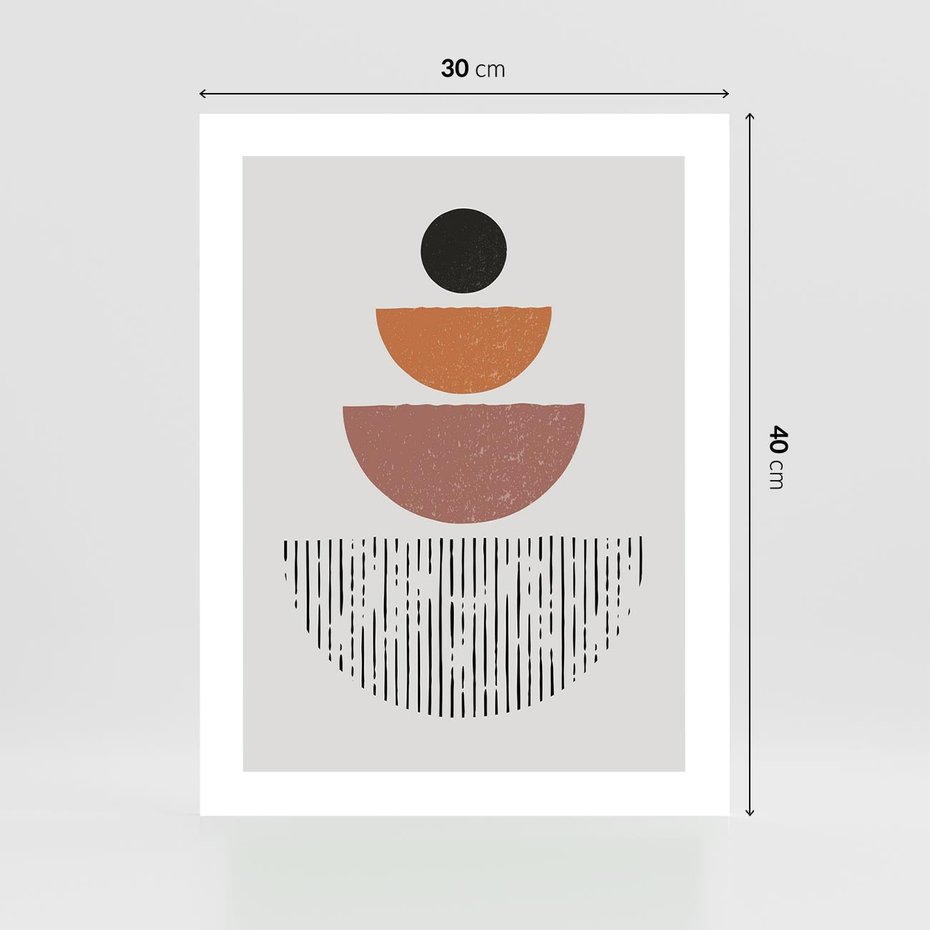 Plakat bez ramy 30x40 - Półkola i Boho Akcent - geometria, półkola