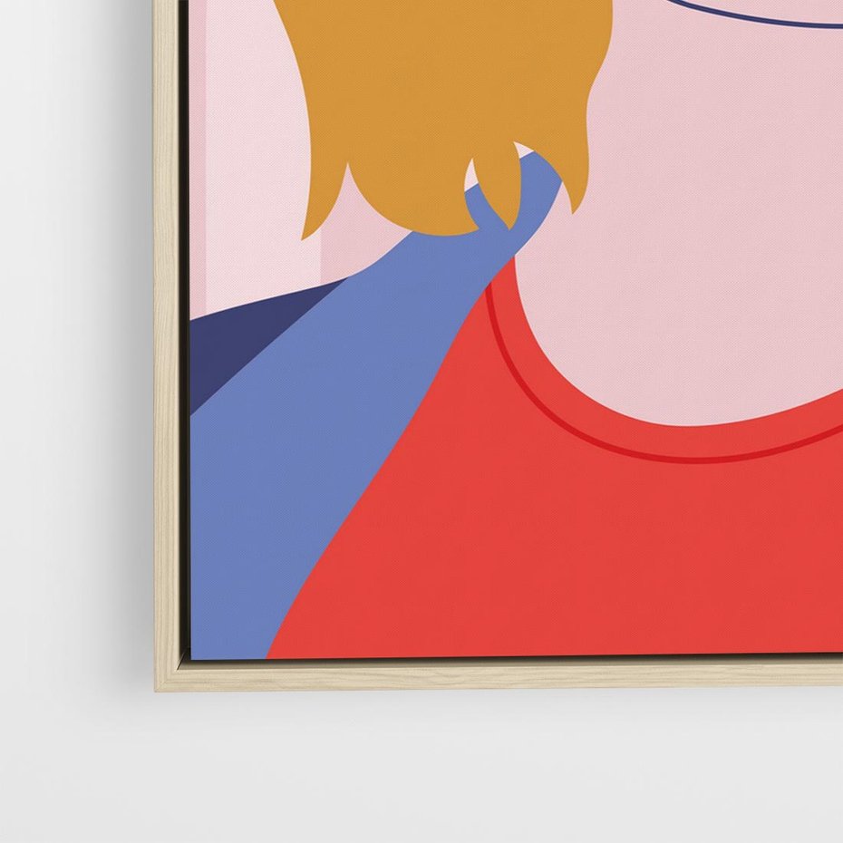 Obraz w ramie 80x80 - Kobieca Ekspresja - nowoczesny plakat, styl retro - rama drewno