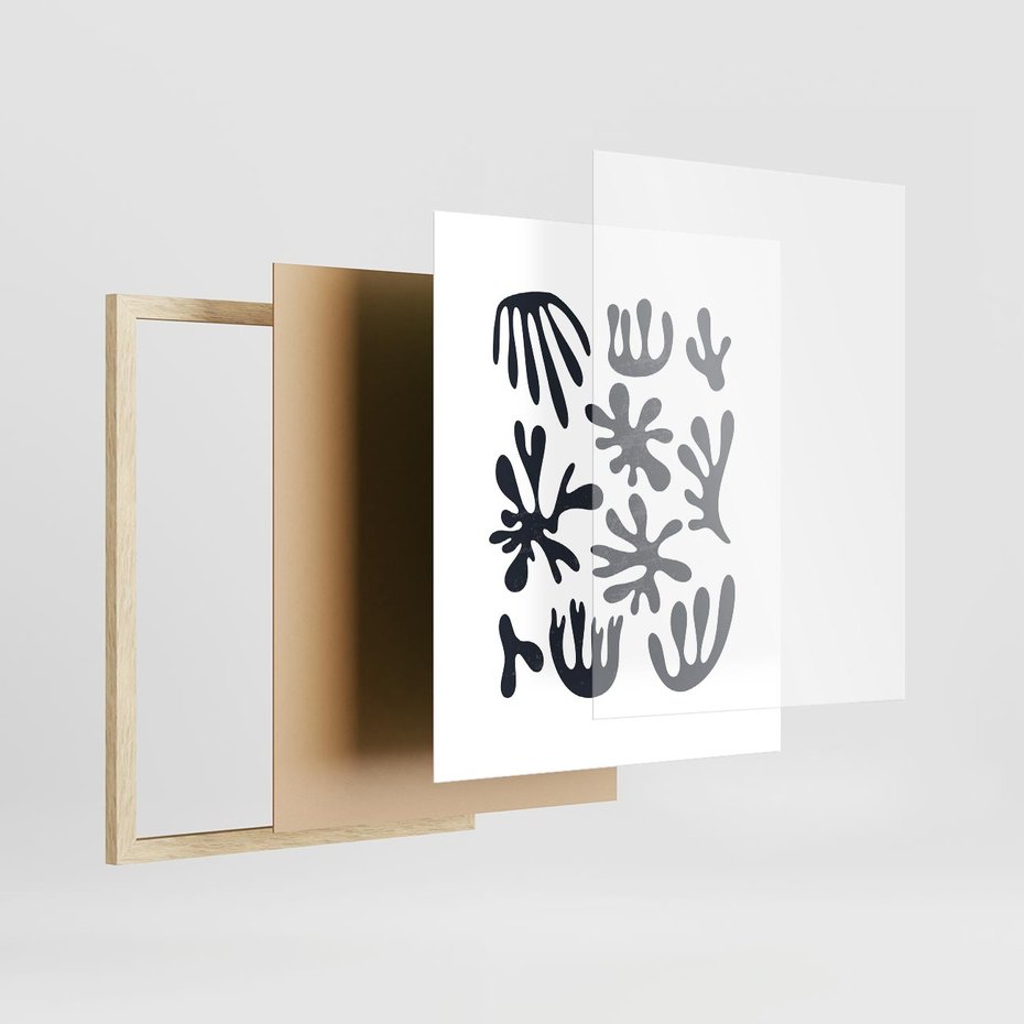 Plakat w ramie 40x50 - Rozmyte Granice Wspomnień - inspiracja mattise, abstrakcja - rama drewno