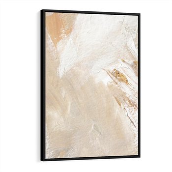 Obraz w ramie 70x100 - Elegancja w Złocistym Chaosie - złoto beż, abstrakcja - rama czarna