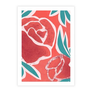 Plakat bez ramy 40x50 - Rozkwitające Kształty - nowoczesny plakat, abstrakcyjne róże