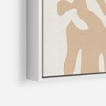 Obraz w ramie 50x50 - Eksploracja Abstrakcji - beżowa absrakcyjna kompozycja, czarny akcent - rama biała