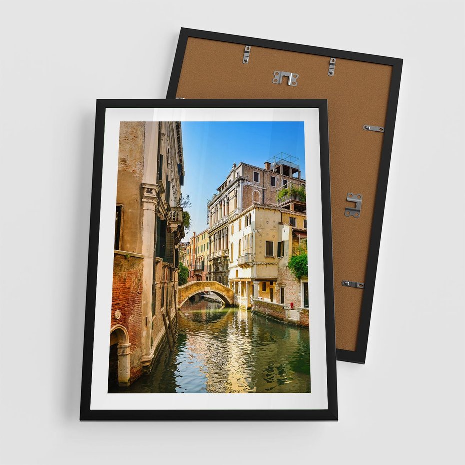 Plakat w ramie 50x70 - Magia Kanałów Weneckich - Wenecja, kanały - rama czarna